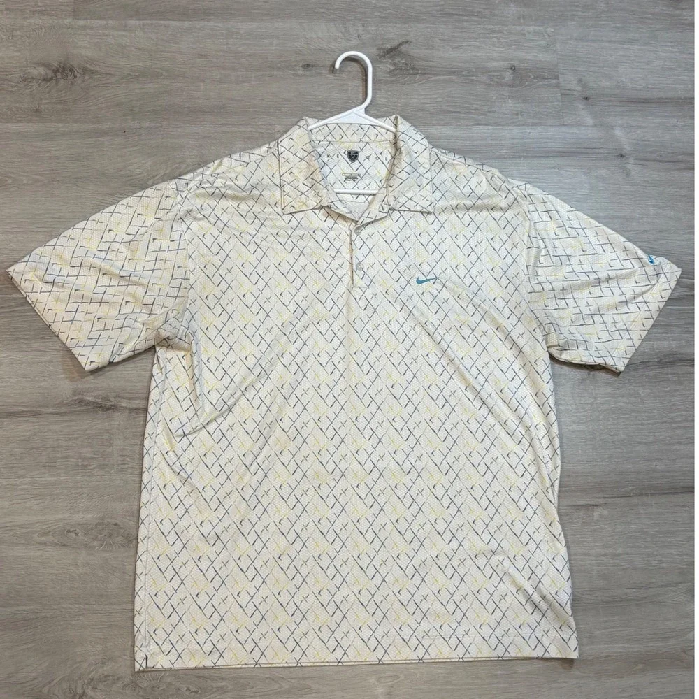 Nike Golf Polo Shirt‎ Dri-Fit Athletic Golfing Patterned Large
